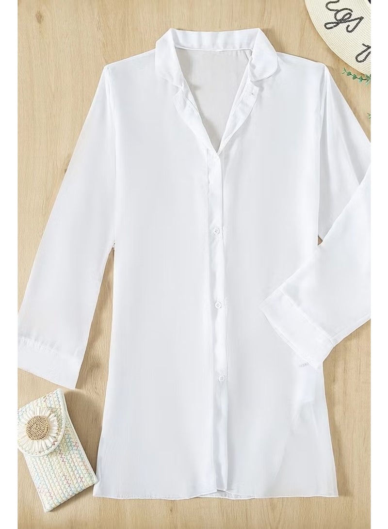 Angelsin Chiffon Shirt Beach Dress Pareo Kimono Kaftan - Image 5